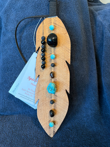 Spirit Feather= Black Onyx & Tektite