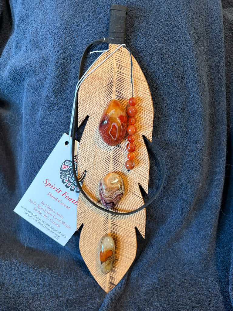 Spirit Feather - Agate & Carnelian